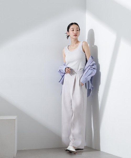 NANO universe（ナノユニバース）の「抗菌防臭リブタンクトップ（タンクトップ・レディース・ブラック/ホワイト/ライトグレー・FREE）」の21枚目の写真