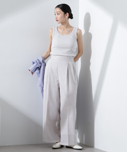 NANO universe（ナノユニバース）の「抗菌防臭リブタンクトップ（タンクトップ・レディース・ブラック/ホワイト/ライトグレー・FREE）」の22枚目の写真