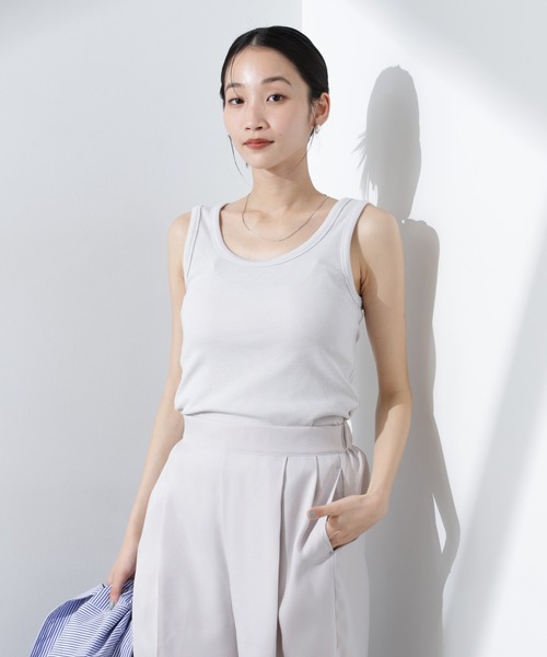 NANO universe（ナノユニバース）の「抗菌防臭リブタンクトップ（タンクトップ・レディース・ブラック/ホワイト/ライトグレー・FREE）」の16枚目の写真