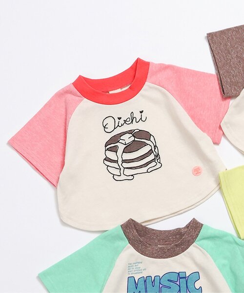 BREEZE(ブリーズ)の「【Bpop】ラグランポップベビーTシャツ_半袖(その他ベビーウェア・キッズ・ブラウン/ピンク/ライム/グリーン・80/70)」の1枚目の写真