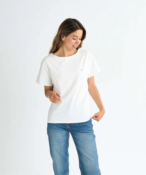 ROXY(ロキシー)の「MELODY /ロキシーワンポイントロゴ半袖シャツ(Tシャツ/カットソー・レディース・グレー/ブラック/ホワイト/ピンク・MEDIUM/LARGE/SMALL)」の2枚目の写真