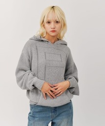 atmos pink Big Logo Knit Hoodie / アトモス ピンク ビッグ ロゴ ニット フーディ