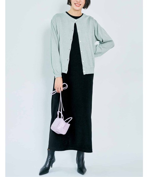 IEDIT(イディット)の「IEDIT 上品なラメがきらめくパール調ボタンカーディガン(カーディガン/ボレロ・レディース・ライトブルー/シルバーグレー/ブラック・M/L/LL/3L/4L/S)」の13枚目の写真