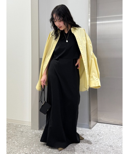 CIS.（シス）の「CIS． タックパネルビッグシャツ ウォッシャブル 無地（シャツ/ブラウス・レディース・ホワイト系/ブラック系/ブルー系/イエロー系/ベージュ系・38(9号)）」の8枚目の写真