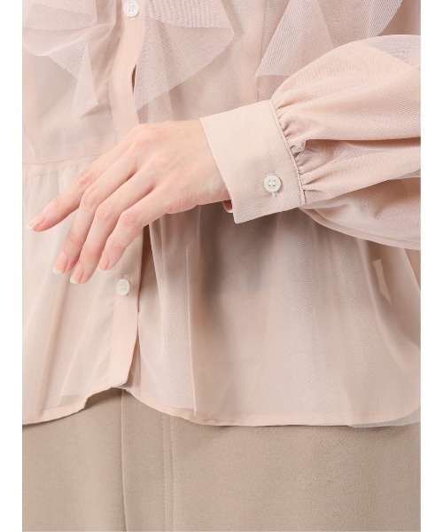 m.f.editorial(エムエフエディトリアル)の「【ハンドウォッシャブル】m.f.エディトリアル レディース フリル 前開き 長袖 ブラウス(シャツ/ブラウス・レディース・ブラック/ベージュ/グレー系その他2・FREE)」の6枚目の写真