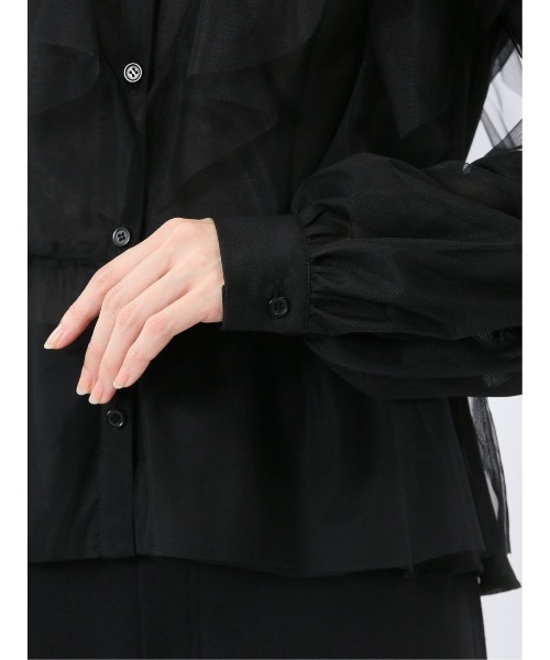 m.f.editorial(エムエフエディトリアル)の「【ハンドウォッシャブル】m.f.エディトリアル レディース フリル 前開き 長袖 ブラウス(シャツ/ブラウス・レディース・ブラック/ベージュ/グレー系その他2・FREE)」の21枚目の写真