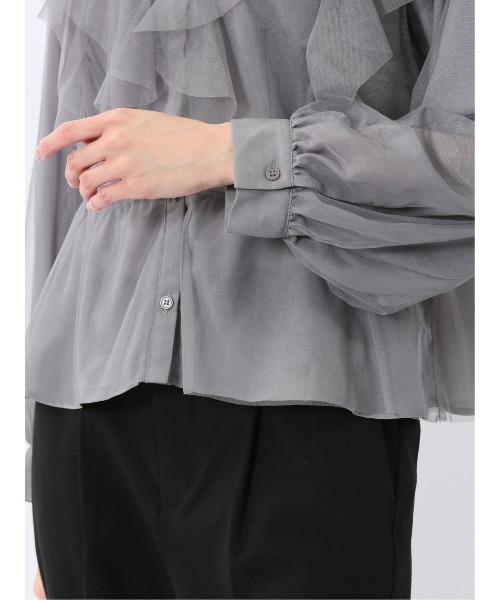 m.f.editorial(エムエフエディトリアル)の「【ハンドウォッシャブル】m.f.エディトリアル レディース フリル 前開き 長袖 ブラウス(シャツ/ブラウス・レディース・ブラック/ベージュ/グレー系その他2・FREE)」の5枚目の写真