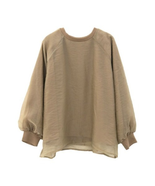 aquagarage(アクアガレージ)の「オーガンジーシアー長袖トップス(Tシャツ/カットソー・レディース・グレイッシュベージュ/ブラック・M)」の10枚目の写真