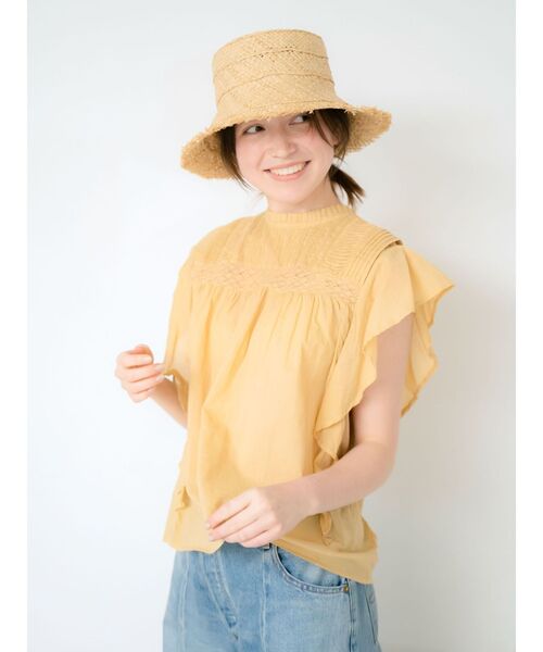 Ungrid（アングリッド）の「コットンノースリフリルブラウス（シャツ/ブラウス・レディース・イエロー/ブラック/オフホワイト・FREE）」の4枚目の写真