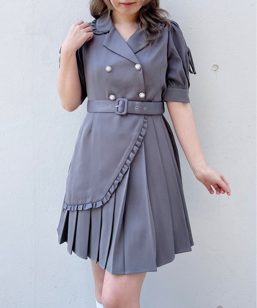 one way(ワンウェイ)の「フリルテーラードワンピース(ワンピース・レディース・サックスブルー/チャコールグレー/ブラック系その他・FREE)」の2枚目の写真