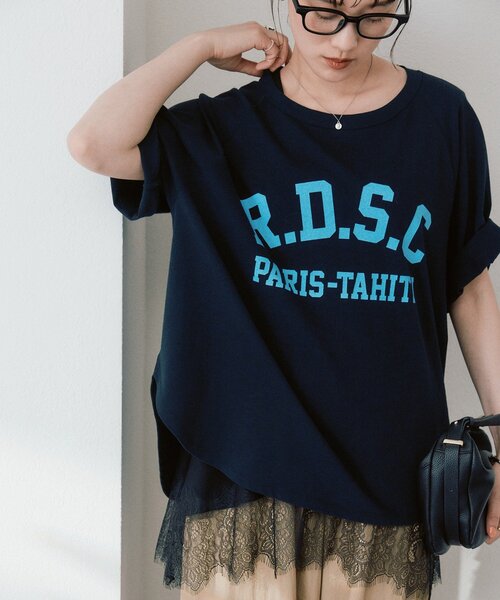 RIVE DROITE（リヴドロワ）の「【Yossshiiii企画/6色展開/ひんやりタッチ】R.D.S.CロゴTee（Tシャツ/カットソー・レディース・ブラック/ホワイト/ブラウン/モカ/ミント/ネイビー/ピンク・FREE）」の6枚目の写真