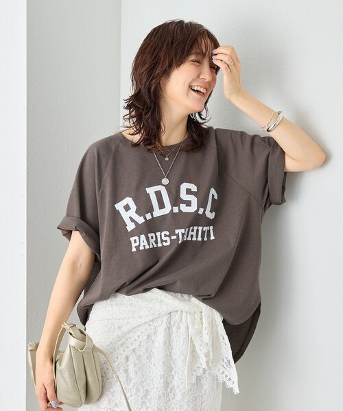 RIVE DROITE（リヴドロワ）の「【Yossshiiii企画/6色展開/ひんやりタッチ】R.D.S.CロゴTee（Tシャツ/カットソー・レディース・ブラック/ホワイト/ブラウン/モカ/ミント/ネイビー/ピンク・FREE）」の9枚目の写真