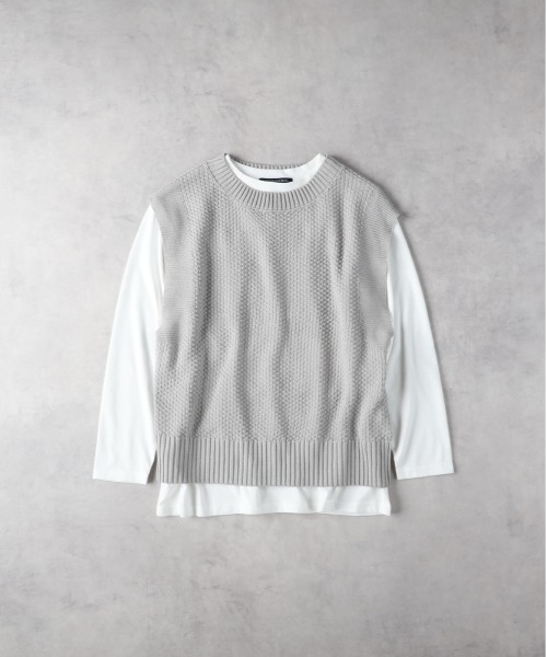 HONEYSUCKLE ROSE（ハニーサックルローズ）の「【HONEYSUCKLE ROSE】ニットベストレイヤード（アンサンブル・レディース・グレー/オフホワイト/ブラック・M/L）」の14枚目の写真