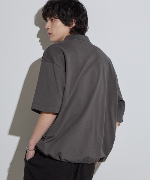 SLICK（スリック）の「【SLICK/スリック】40/2 Moss Stitch Drawstring Polo Shirt / 鹿の子ドローストリングポロシャツ/オーバーサイズ /バルーン シルエット（ポロシャツ・メンズ・キナリ/ブラック/チャコールグレー・1/2/3）」の21枚目の写真