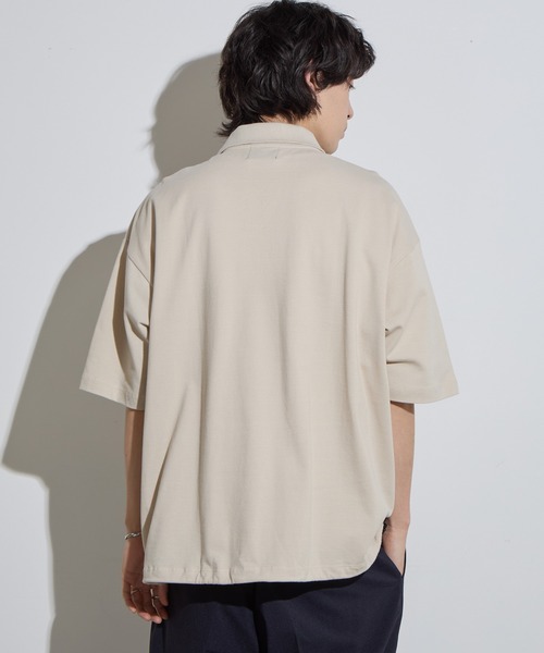 SLICK（スリック）の「【SLICK/スリック】40/2 Moss Stitch Drawstring Polo Shirt / 鹿の子ドローストリングポロシャツ/オーバーサイズ /バルーン シルエット（ポロシャツ・メンズ・キナリ/ブラック/チャコールグレー・1/2/3）」の7枚目の写真