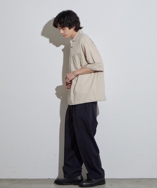 SLICK（スリック）の「【SLICK/スリック】40/2 Moss Stitch Drawstring Polo Shirt / 鹿の子ドローストリングポロシャツ/オーバーサイズ /バルーン シルエット（ポロシャツ・メンズ・キナリ/ブラック/チャコールグレー・1/2/3）」の9枚目の写真