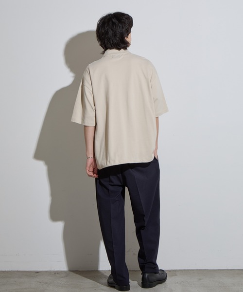 SLICK（スリック）の「【SLICK/スリック】40/2 Moss Stitch Drawstring Polo Shirt / 鹿の子ドローストリングポロシャツ/オーバーサイズ /バルーン シルエット（ポロシャツ・メンズ・キナリ/ブラック/チャコールグレー・1/2/3）」の10枚目の写真