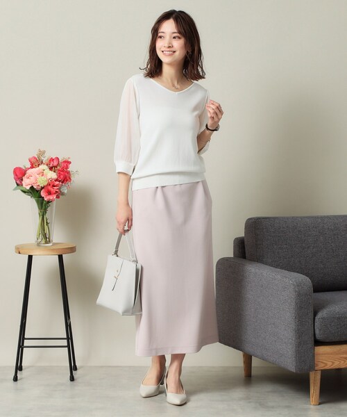 ITS'DEMO(イッツデモ)の「◆【UVケア/接触冷感/アンチピリング/洗濯機OK】袖シアーニット(ニット/セーター・レディース・ブラック/オフホワイト/サックスブルー/ピンク系・00)」の9枚目の写真