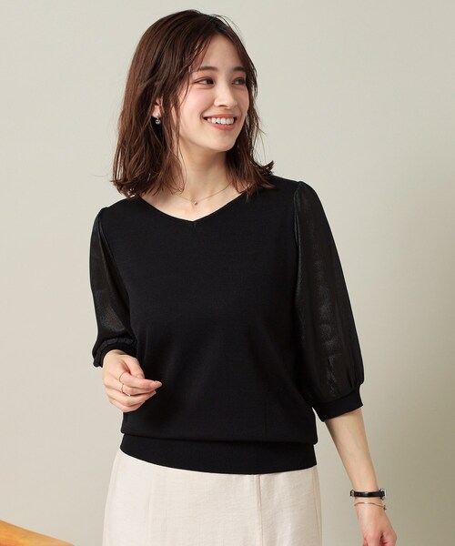 ITS'DEMO(イッツデモ)の「◆【UVケア/接触冷感/アンチピリング/洗濯機OK】袖シアーニット(ニット/セーター・レディース・ブラック/オフホワイト/サックスブルー/ピンク系・00)」の11枚目の写真