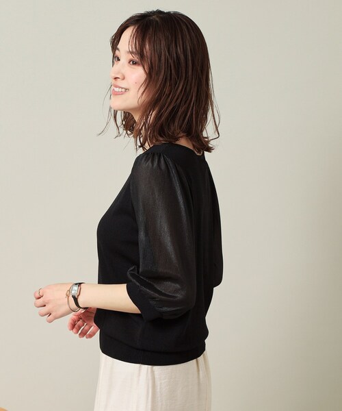 ITS'DEMO(イッツデモ)の「◆【UVケア/接触冷感/アンチピリング/洗濯機OK】袖シアーニット(ニット/セーター・レディース・ブラック/オフホワイト/サックスブルー/ピンク系・00)」の12枚目の写真