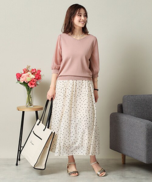 ITS'DEMO(イッツデモ)の「◆【UVケア/接触冷感/アンチピリング/洗濯機OK】袖シアーニット(ニット/セーター・レディース・ブラック/オフホワイト/サックスブルー/ピンク系・00)」の16枚目の写真