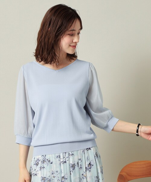 ITS'DEMO(イッツデモ)の「◆【UVケア/接触冷感/アンチピリング/洗濯機OK】袖シアーニット(ニット/セーター・レディース・ブラック/オフホワイト/サックスブルー/ピンク系・00)」の18枚目の写真