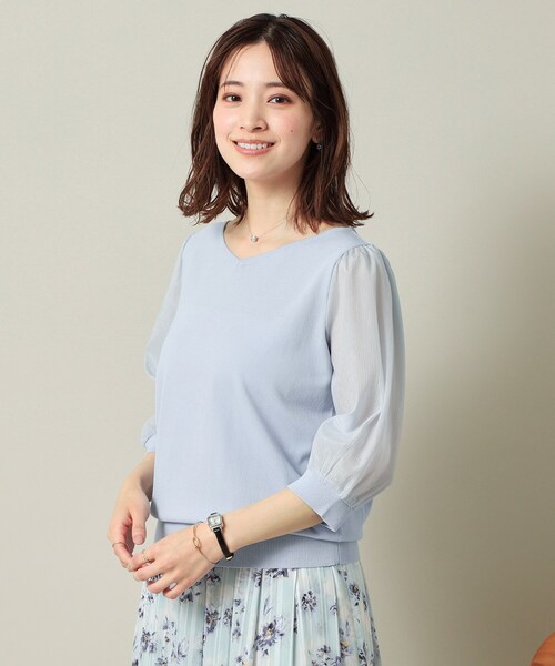 ITS'DEMO(イッツデモ)の「◆【UVケア/接触冷感/アンチピリング/洗濯機OK】袖シアーニット(ニット/セーター・レディース・ブラック/オフホワイト/サックスブルー/ピンク系・00)」の19枚目の写真