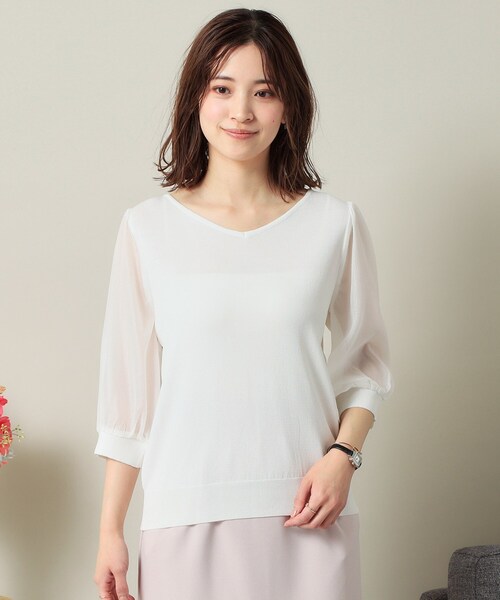 ITS'DEMO(イッツデモ)の「◆【UVケア/接触冷感/アンチピリング/洗濯機OK】袖シアーニット(ニット/セーター・レディース・ブラック/オフホワイト/サックスブルー/ピンク系・00)」の22枚目の写真