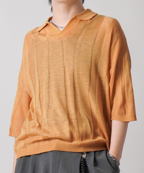 25SS エンボス スキッパー ニットポロシャツ メンズ レディース