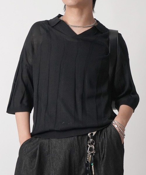 25SS エンボス スキッパー ニットポロシャツ メンズ レディース