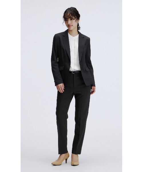 AOYAMA（アオヤマ）の「【洗える・防シワ・ストレッチ】きちんと見えを叶える♪テーラードジャケット/ストライプ｜通勤＆オフィス＆入卒＆セレモニー＆オケージョン〈大きいサイズあり〉（スーツジャケット・レディース・ネイビー・17号/15号/13号/11号/9号/7号/5号）」の7枚目の写真