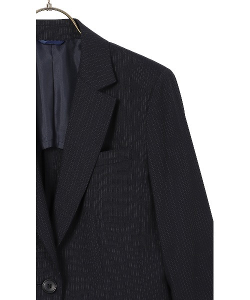 AOYAMA（アオヤマ）の「【洗える・防シワ・ストレッチ】きちんと見えを叶える♪テーラードジャケット/ストライプ｜通勤＆オフィス＆入卒＆セレモニー＆オケージョン〈大きいサイズあり〉（スーツジャケット・レディース・ネイビー・17号/15号/13号/11号/9号/7号/5号）」の12枚目の写真