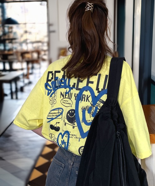 [RADINEO]★ 韓国人気★YOUNG STREET T-SHIRTS セール】レトロ ポップ ストリート ワイドシルエット 半袖 T