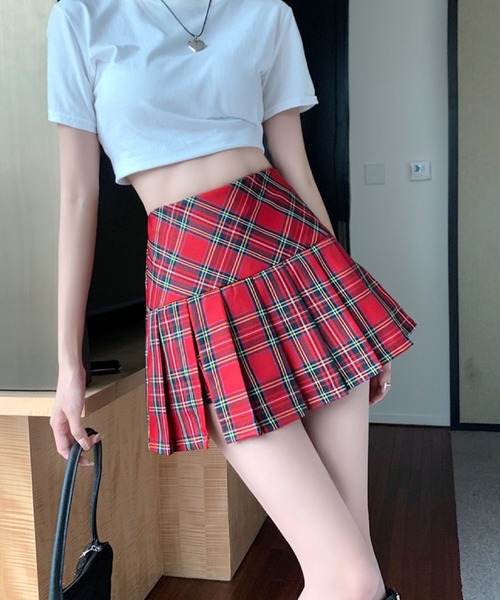 2ly2（トゥーリートゥー）の「美脚見せ◎大胆スリット入りチェックプリーツスカートパンツ（その他パンツ・レディース・ネイビー/グリーン/ブラウン/ボルドー/パープル/ライトグリーン・FREE）」の6枚目の写真