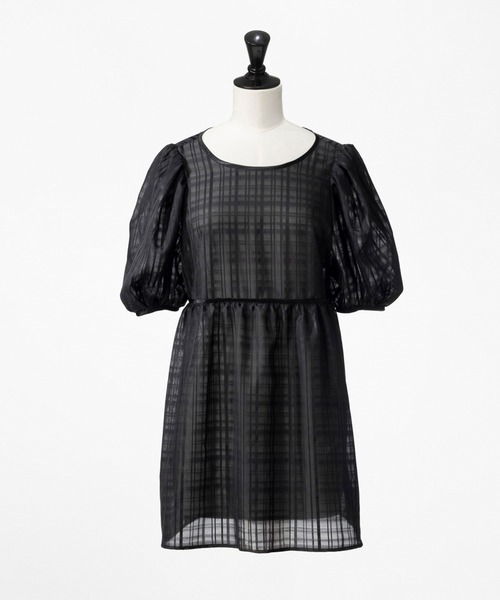 UNIVERVAL MUSE（ユニバーバル ミューズ）の「シアーチェックペプラムブラウス（シャツ/ブラウス・レディース・ブラック/オフホワイト・2）」の3枚目の写真