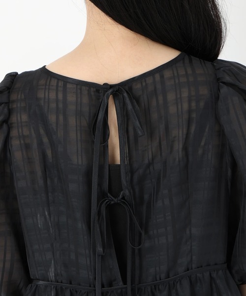 UNIVERVAL MUSE（ユニバーバル ミューズ）の「シアーチェックペプラムブラウス（シャツ/ブラウス・レディース・ブラック/オフホワイト・2）」の9枚目の写真