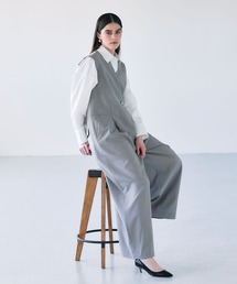 N.O.R.C グレー ノースリーブVネックオールインワン　サイズ1 レースレディース Lace Ladies ノースリーブVネックオールインワン