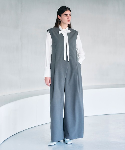 N.O.R.C グレー ノースリーブVネックオールインワン　サイズ1 N.O.R.C グレー ノースリーブVネックオールインワン サイズ1