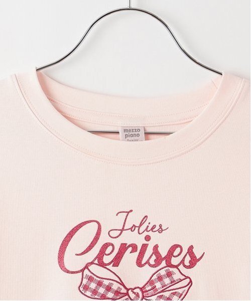 Cuugal掲載】【接触冷感】袖レースアップリボンチェリーTシャツ