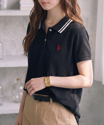 U.S. POLO ASSN. 襟 配色ライン 鹿子 ポロシャツ