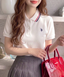 U.S. POLO ASSN. 襟 配色ライン 鹿子 ポロシャツ