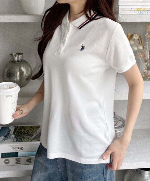 U.S. POLO ASSN.(ユーエスポロアッスン)の「U.S. POLO ASSN. 襟 配色ライン 鹿子 ポロシャツ(ポロシャツ・レディース・サックスブルー/ホワイト×ネイビー/ブラック×ホワイト/ブルー系その他・M/L/S)」の9枚目の写真