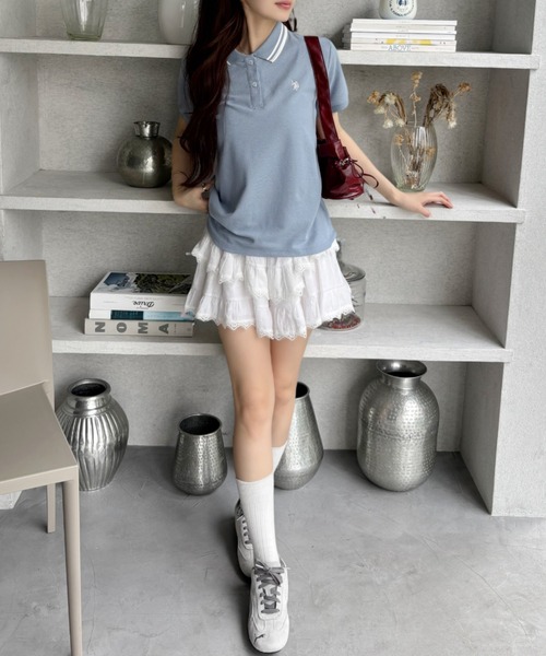 U.S. POLO ASSN.(ユーエスポロアッスン)の「U.S. POLO ASSN. 襟 配色ライン 鹿子 ポロシャツ(ポロシャツ・レディース・サックスブルー/ホワイト×ネイビー/ブラック×ホワイト/ブルー系その他・M/L/S)」の19枚目の写真