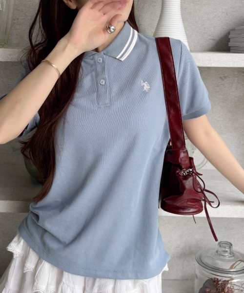 U.S. POLO ASSN.(ユーエスポロアッスン)の「U.S. POLO ASSN. 襟 配色ライン 鹿子 ポロシャツ(ポロシャツ・レディース・サックスブルー/ホワイト×ネイビー/ブラック×ホワイト/ブルー系その他・M/L/S)」の16枚目の写真