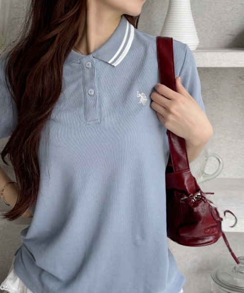 U.S. POLO ASSN.(ユーエスポロアッスン)の「U.S. POLO ASSN. 襟 配色ライン 鹿子 ポロシャツ(ポロシャツ・レディース・サックスブルー/ホワイト×ネイビー/ブラック×ホワイト/ブルー系その他・M/L/S)」の14枚目の写真