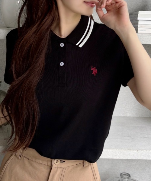 U.S. POLO ASSN.(ユーエスポロアッスン)の「U.S. POLO ASSN. 襟 配色ライン 鹿子 ポロシャツ(ポロシャツ・レディース・サックスブルー/ホワイト×ネイビー/ブラック×ホワイト/ブルー系その他・M/L/S)」の21枚目の写真
