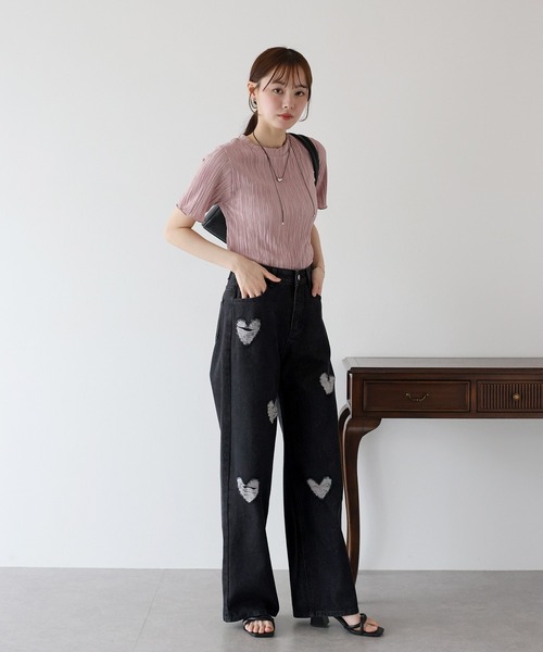 BLUEEAST(ブルーイースト)の「ハートダメージデニムパンツ(デニムパンツ・レディース・ブラック/ブルー・MEDIUM)」の15枚目の写真