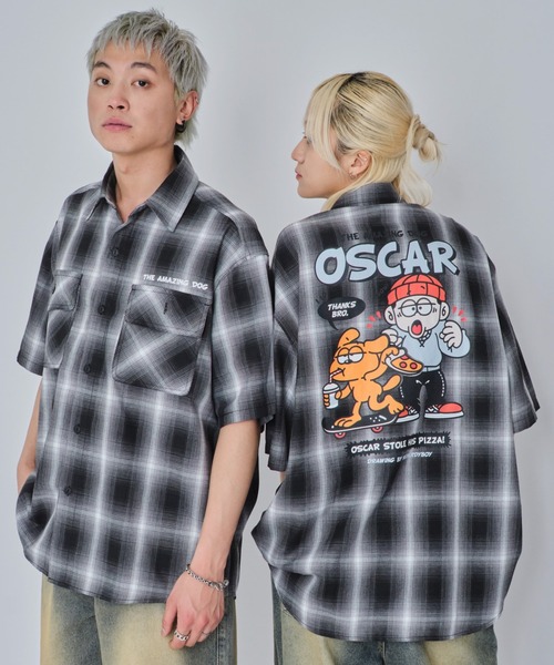 WEGO（ウィゴー）の「WEGO/イラストオンブレチェックシャツ（シャツ/ブラウス・メンズ・ブラック系その他2/ホワイト系その他2/ブルー系その他2/ブラウン系その他2・MEDIUM/LARGE）」の2枚目の写真