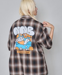 WEGO/イラストオンブレチェックシャツ