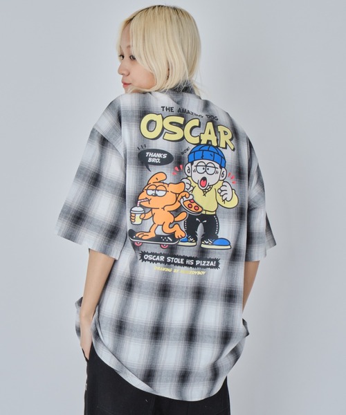 WEGO（ウィゴー）の「WEGO/イラストオンブレチェックシャツ（シャツ/ブラウス・メンズ・ブラック系その他2/ホワイト系その他2/ブルー系その他2/ブラウン系その他2・MEDIUM/LARGE）」の5枚目の写真